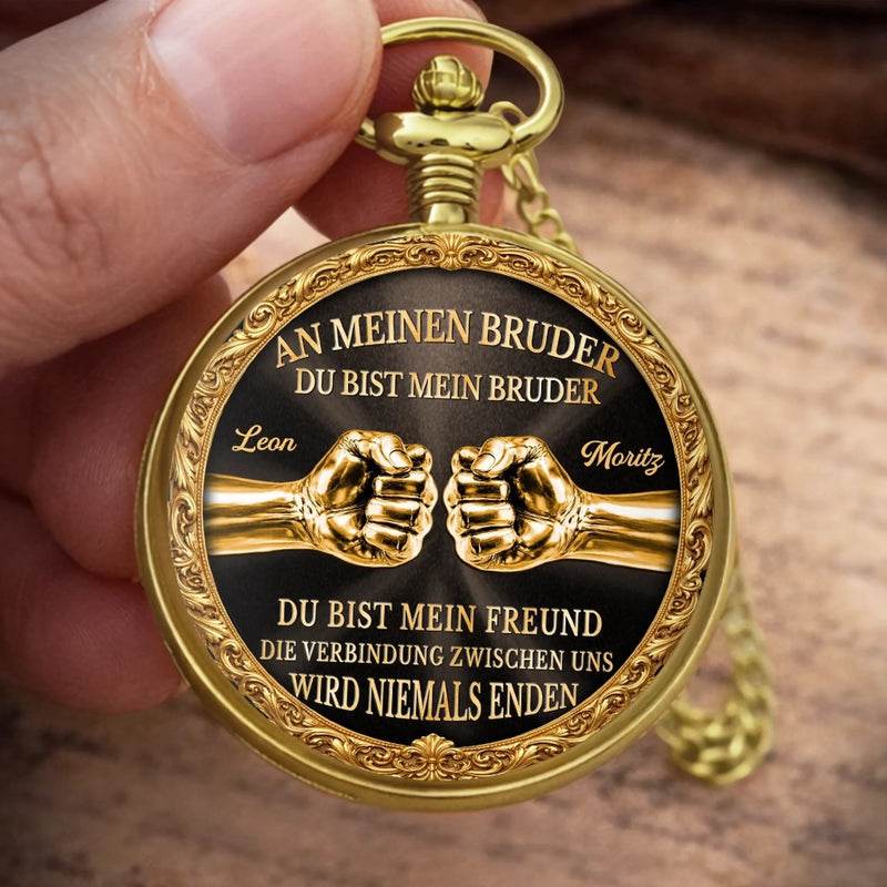 Personalisierte goldene Taschenuhr – Geschenk für Bruder – Brüder ein Leben lang