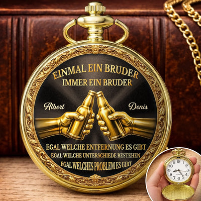 Personalisierte goldene Taschenuhr – Geschenk für Bruder – Mein Bruder, mein Held