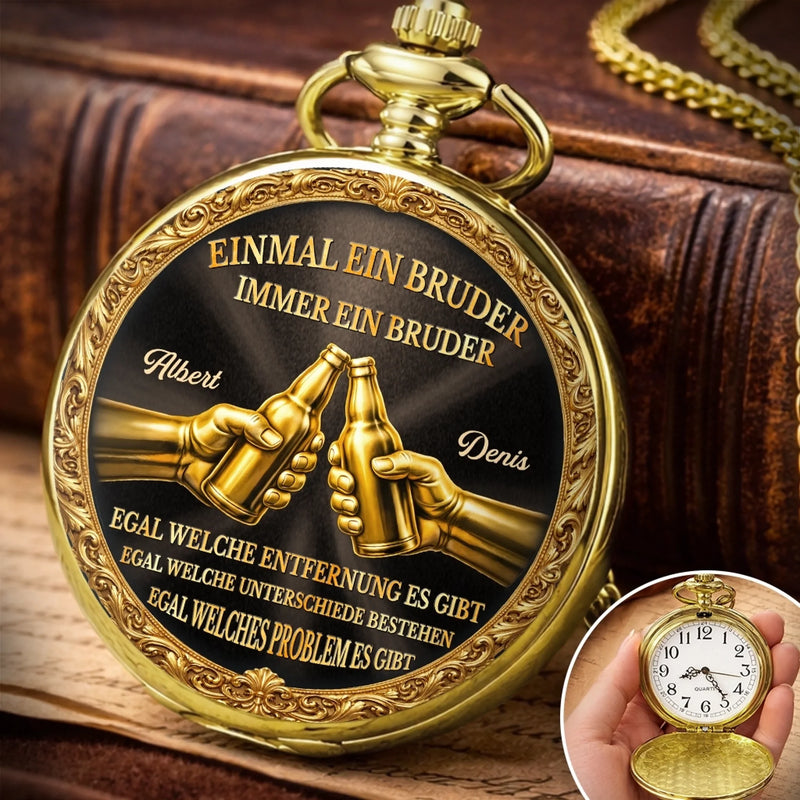 Personalisierte goldene Taschenuhr – Geschenk für Bruder – Mein Bruder, mein Held