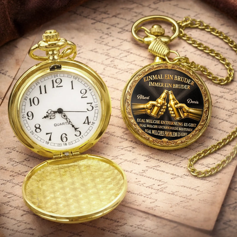 Personalisierte goldene Taschenuhr – Geschenk für Bruder – Mein Bruder, mein Held