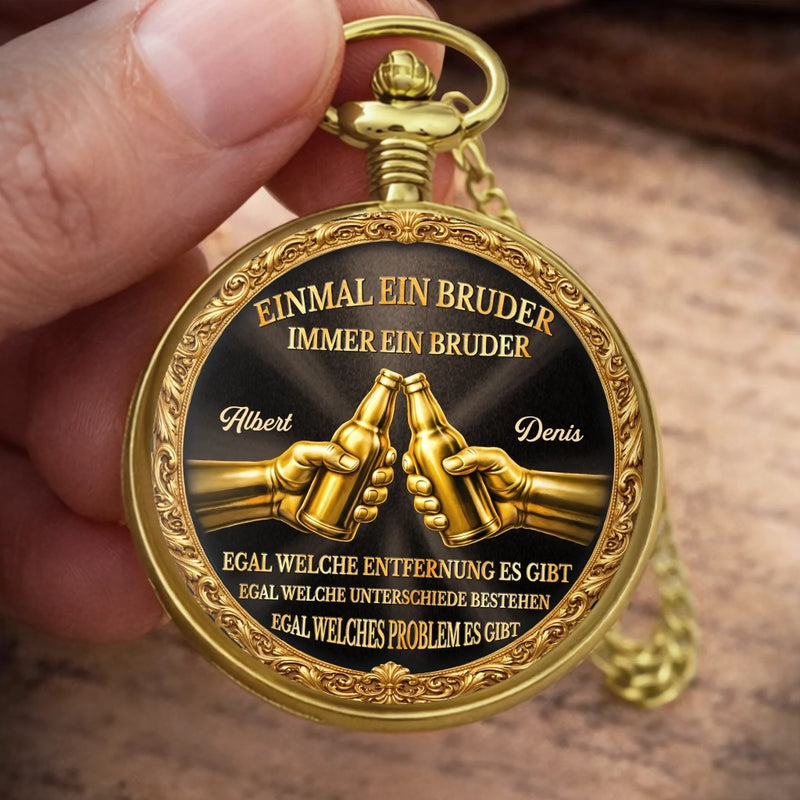 Personalisierte goldene Taschenuhr – Geschenk für Bruder – Mein Bruder, mein Held