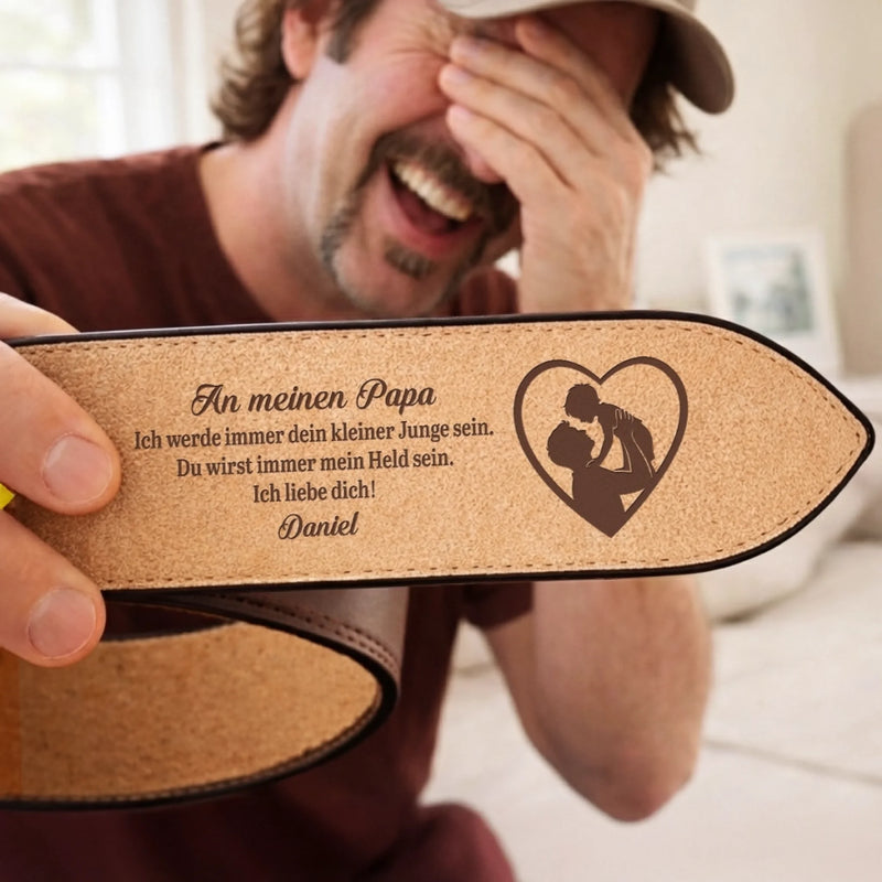 Personalisierter Ledergürtel mit Gravur – Geschenk für Opa, Papa – Für immer dein Kind
