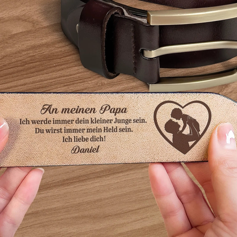 Personalisierter Ledergürtel mit Gravur – Geschenk für Opa, Papa – Für immer dein Kind