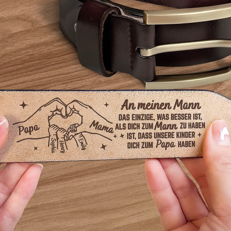 Personalisierter Ledergürtel mit Gravur – Geschenk für Ehemann – Mein Mann Unser Papa