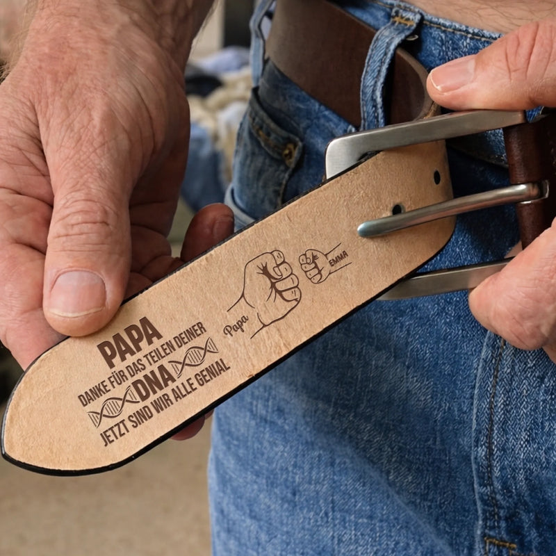 Personalisierter Ledergürtel mit Gravur – Geschenk für Opa, Papa – Danke für all deine Liebe