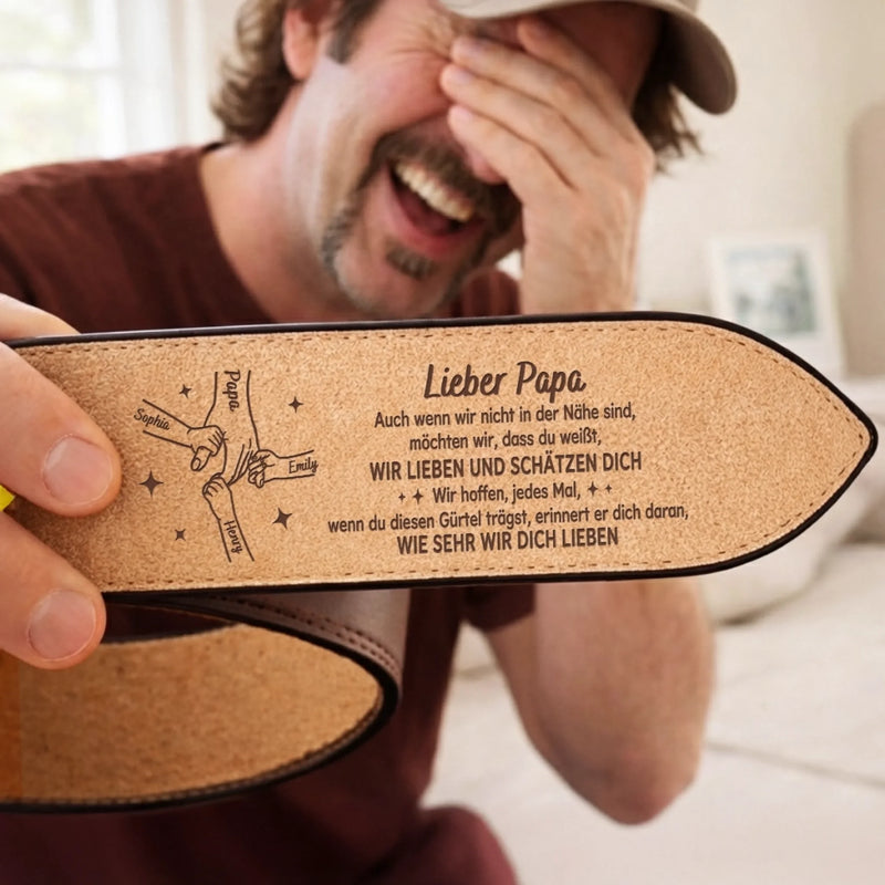 Personalisierter Ledergürtel mit Gravur – Geschenk für Papa, Opa – Auf ewig dein Kind