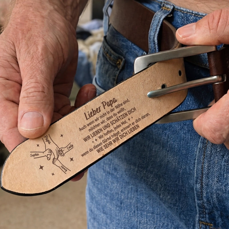 Personalisierter Ledergürtel mit Gravur – Geschenk für Papa, Opa – Auf ewig dein Kind