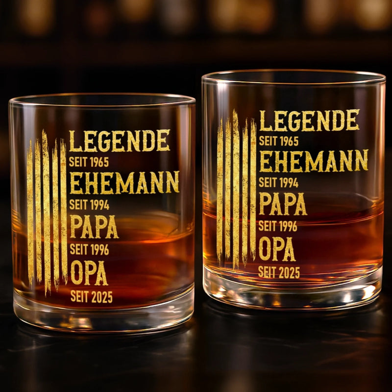 Personalisierter Whiskyglas – Vatertagsgeschenk für Papa, Opa – Ledende