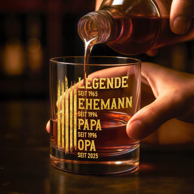Personalisierter Whiskyglas – Vatertagsgeschenk für Papa, Opa – Ledende
