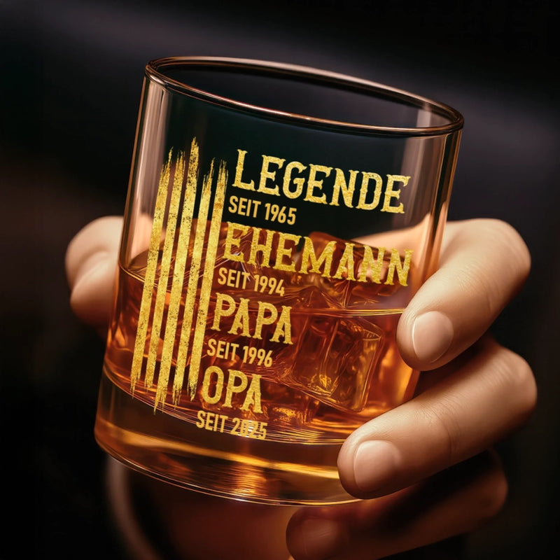 Personalisierter Whiskyglas – Vatertagsgeschenk für Papa, Opa – Ledende
