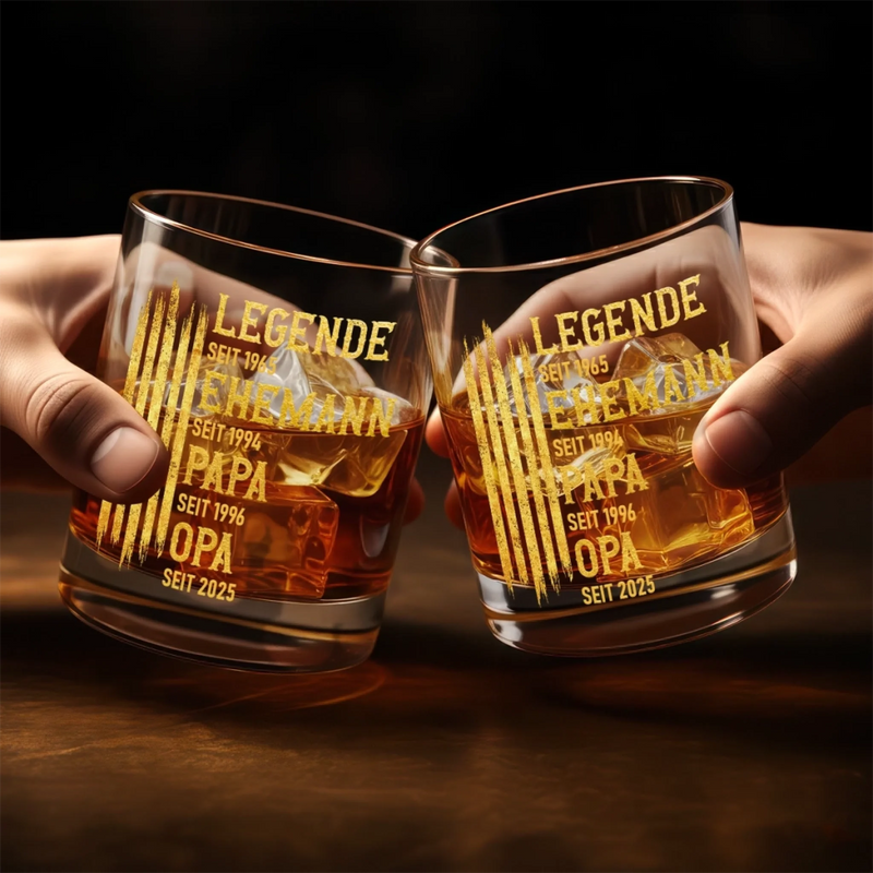 Personalisierter Whiskyglas – Vatertagsgeschenk für Papa, Opa – Ledende