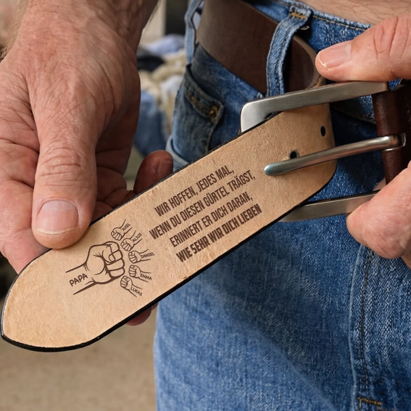 Personalisierter Ledergürtel mit Gravur – Geschenk für Opa, Papa – Danke Dass Du Immer Für Mich Da Bist