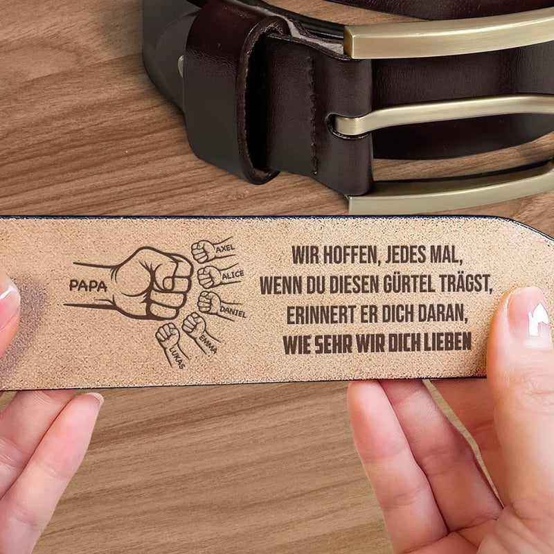 Personalisierter Ledergürtel mit Gravur – Geschenk für Opa, Papa – Danke Dass Du Immer Für Mich Da Bist