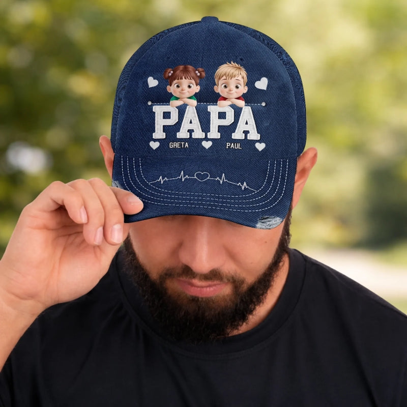 Personalisierte klassische Kappe mit Allover-print – Vatertagsgeschenk für Papa, Opa – Papa der Welt