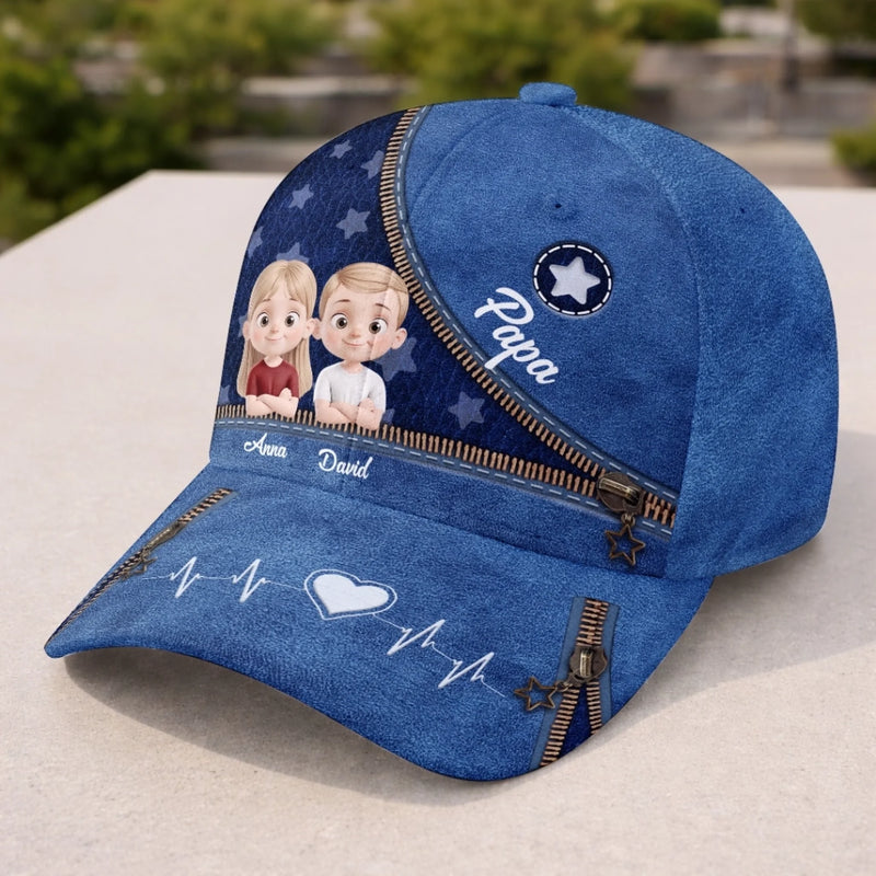 Personalisierte klassische Kappe mit Allover-print – Vatertagsgeschenk für Papa, Opa – Feier die Momente, die zählen