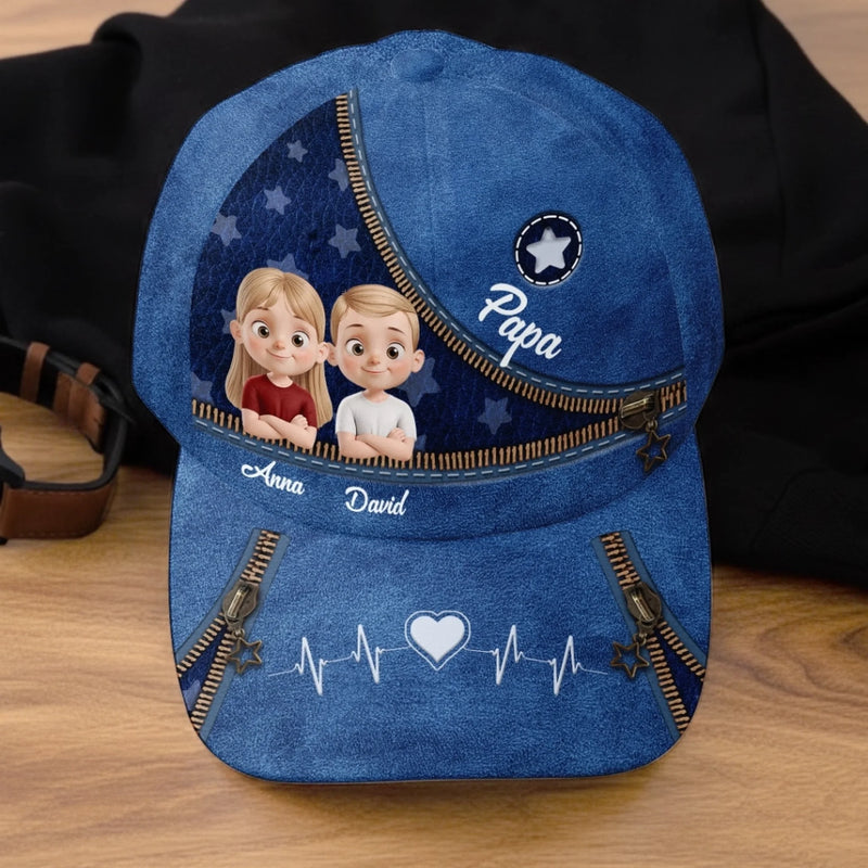 Personalisierte klassische Kappe mit Allover-print – Vatertagsgeschenk für Papa, Opa – Feier die Momente, die zählen