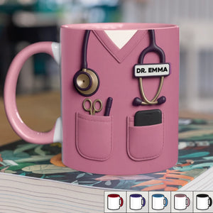 Personalisierte Tasse mit Akzent – Geschenk für Ärztin – Herz eines Heilers