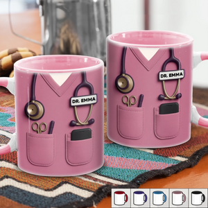 Personalisierte Tasse mit Akzent – Geschenk für Ärztin – Herz eines Heilers