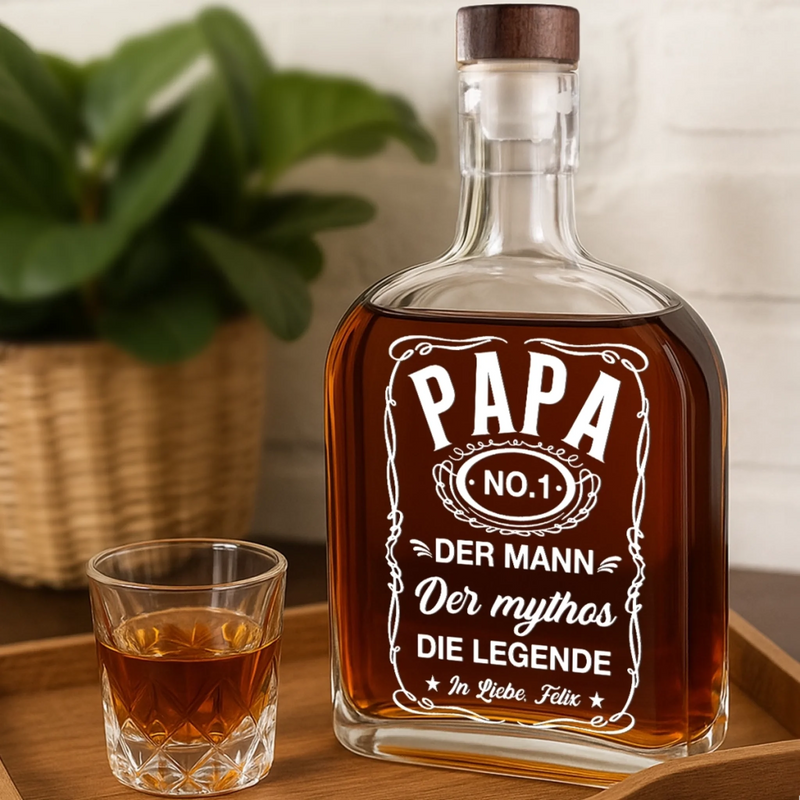 Personalisierte Whiskyflasche – Vatertagsgeschenk Für Papa, Opa – Der Mann hinter der Legende