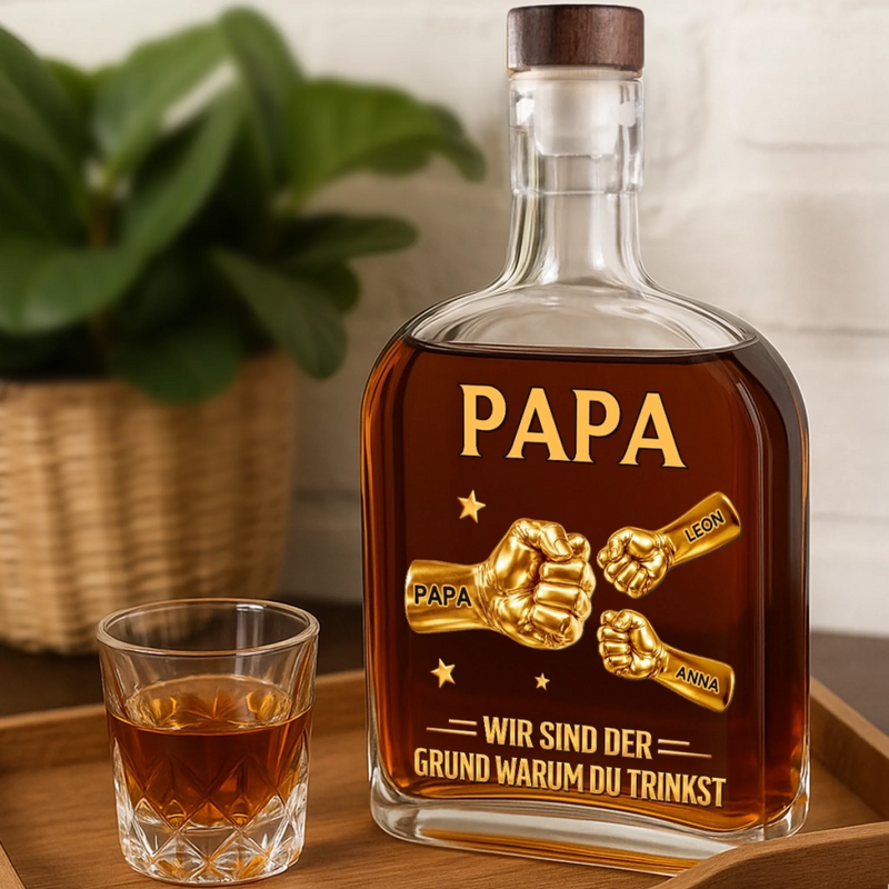 Personalisierte Whiskyflasche – Vatertagsgeschenk Für Papa, Opa – Wegen mir trinkst du
