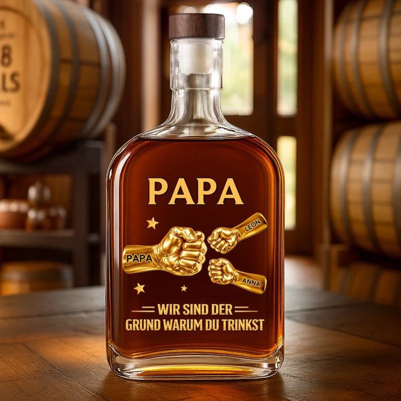 Personalisierte Whiskyflasche – Vatertagsgeschenk Für Papa, Opa – Wegen mir trinkst du