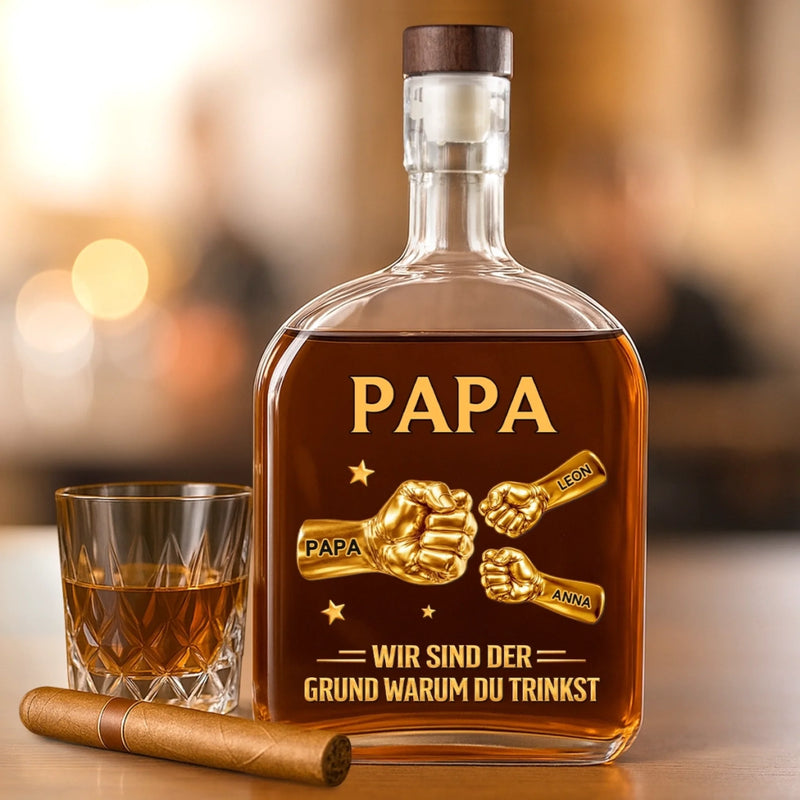 Personalisierte Whiskyflasche – Vatertagsgeschenk Für Papa, Opa – Wegen mir trinkst du