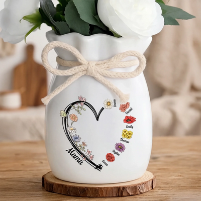 Personalisierte Blumenvase mit Seil – Muttertagsgeschenk für Mama, Oma – Familie voller Liebe