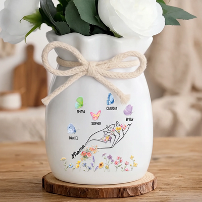 Personalisierte Blumenvase mit Seil – Muttertagsgeschenk für Mama, Oma – Liebe macht Familie