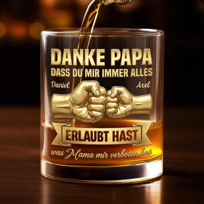 Personalisierter Whiskyglas – Vatertagsgeschenk für Papa – Danke für alles.