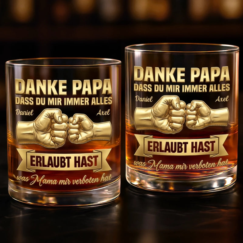 Personalisierter Whiskyglas – Vatertagsgeschenk für Papa – Danke für alles.