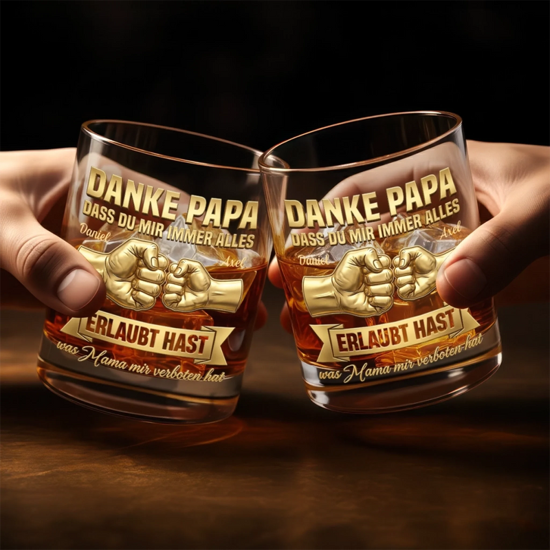 Personalisierter Whiskyglas – Vatertagsgeschenk für Papa – Danke für alles.