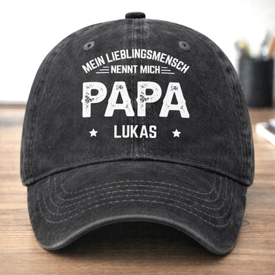 Benutzerdefinierte Baseballkappe aus gewaschenem Vintage-Denim – personalisierte Geburtstagsgeschenke für Papa, Opa – begleitet von meiner liebsten Familie