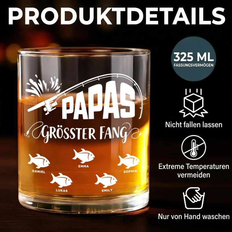 Personalisierter Whiskyglas – Vatertagsgeschenk für Papa, Opa – Papas bester Fang