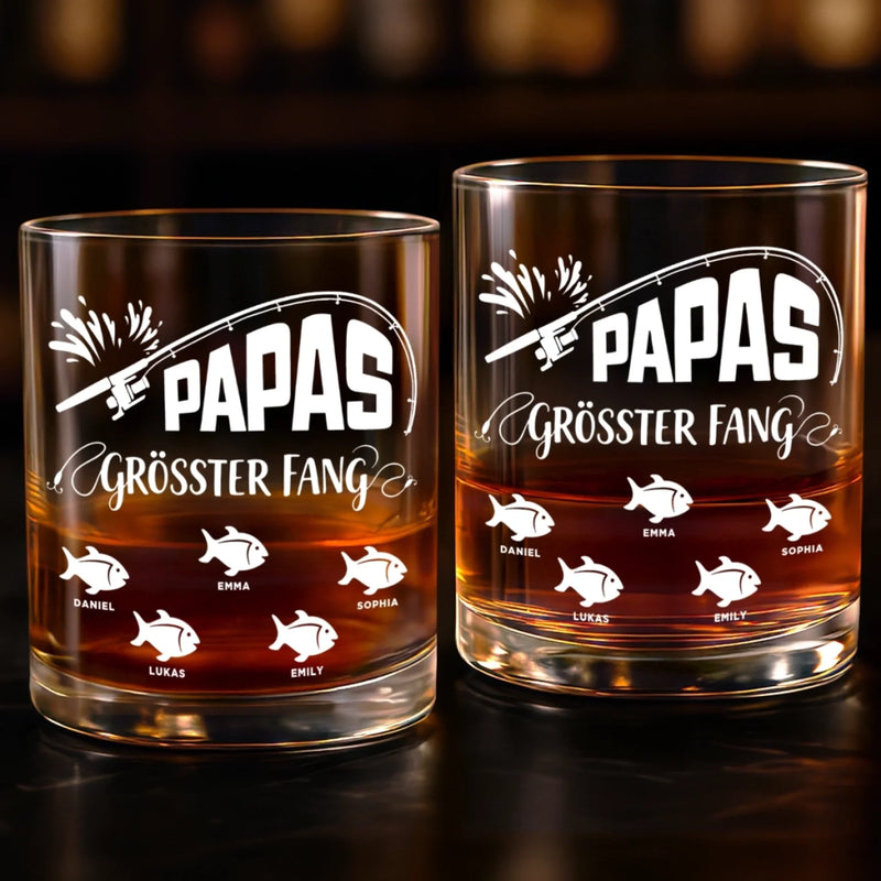 Personalisierter Whiskyglas – Vatertagsgeschenk für Papa, Opa – Papas bester Fang
