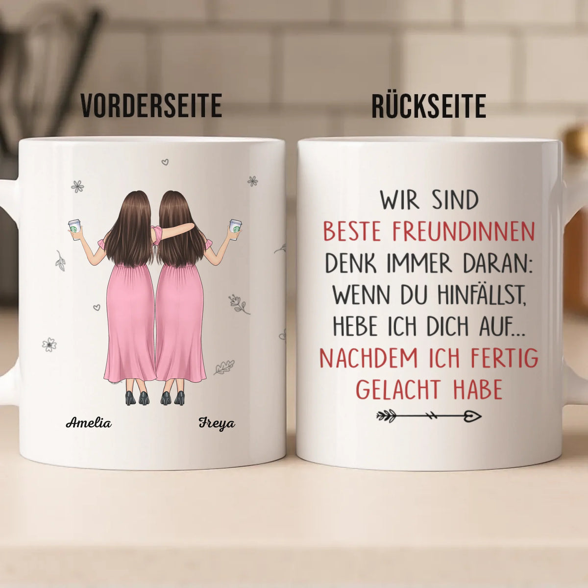Personalisierte Tasse – Geschenk für beste Freundinnen, Schwester – Freundinnen fürs Leben