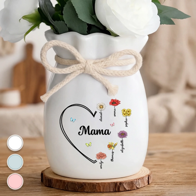 Personalisierte Blumenvase mit Seil – Muttertagsgeschenk für Mama, Oma – Mamas kleines Paradies