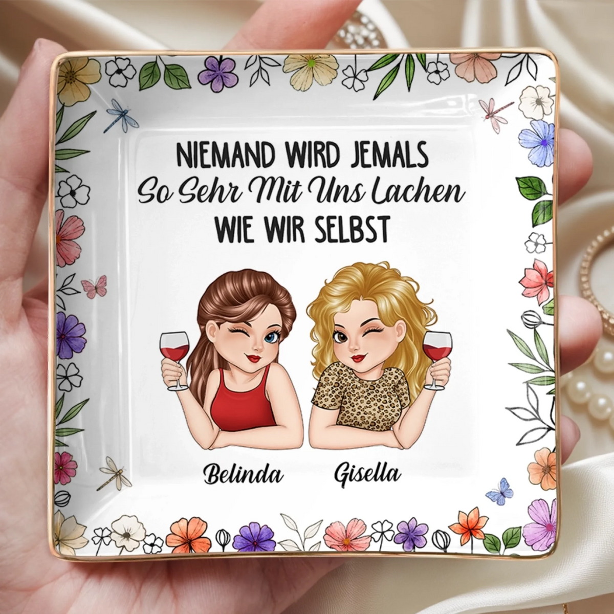 Personalisierte Schmuckschale – Geschenk für beste Freundinnen, Schwester – Niemand lacht wie wir