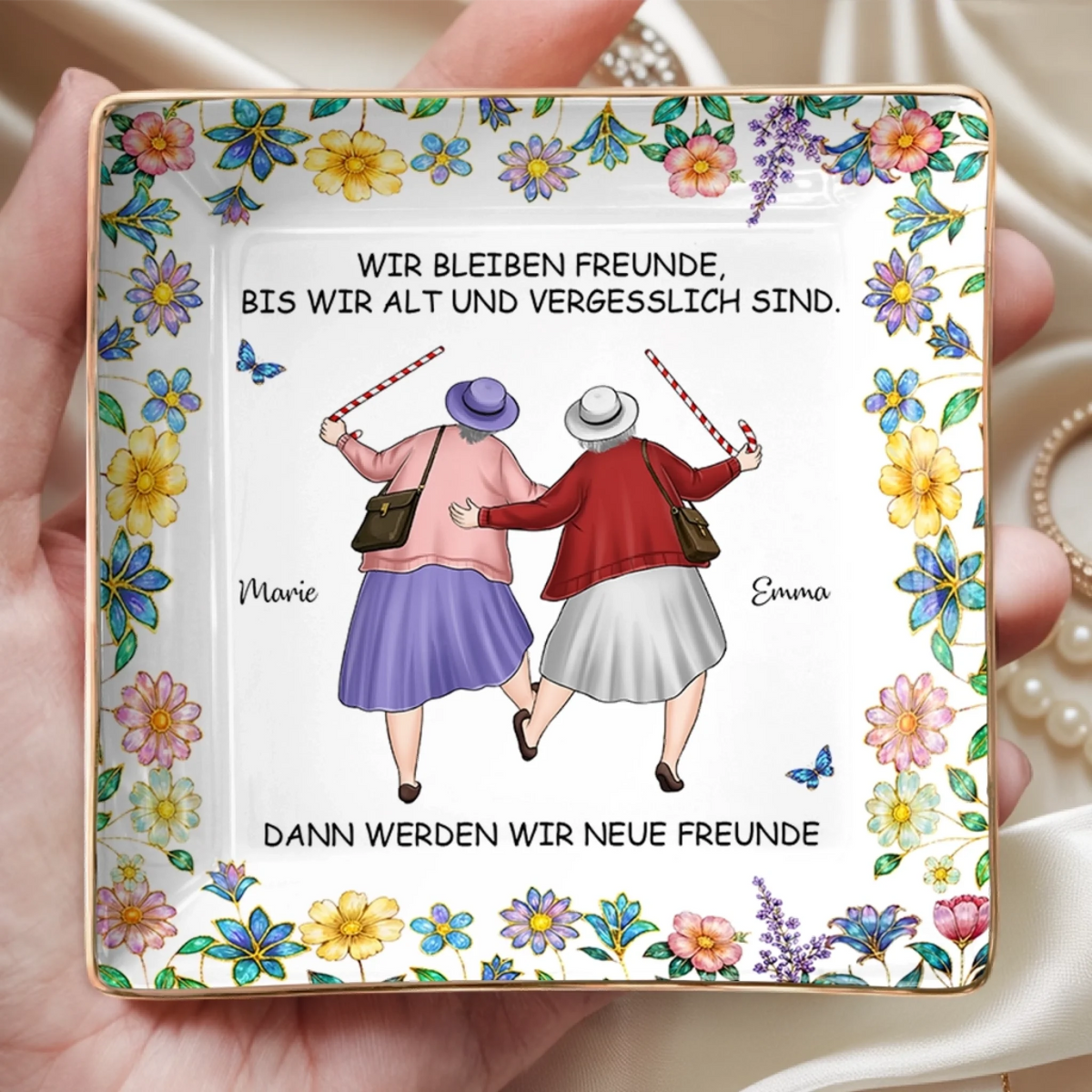 Personalisierte Schmuckschale – Geschenk für beste Freundinnen, Schwester – Freunde für immer auch im Vergessen