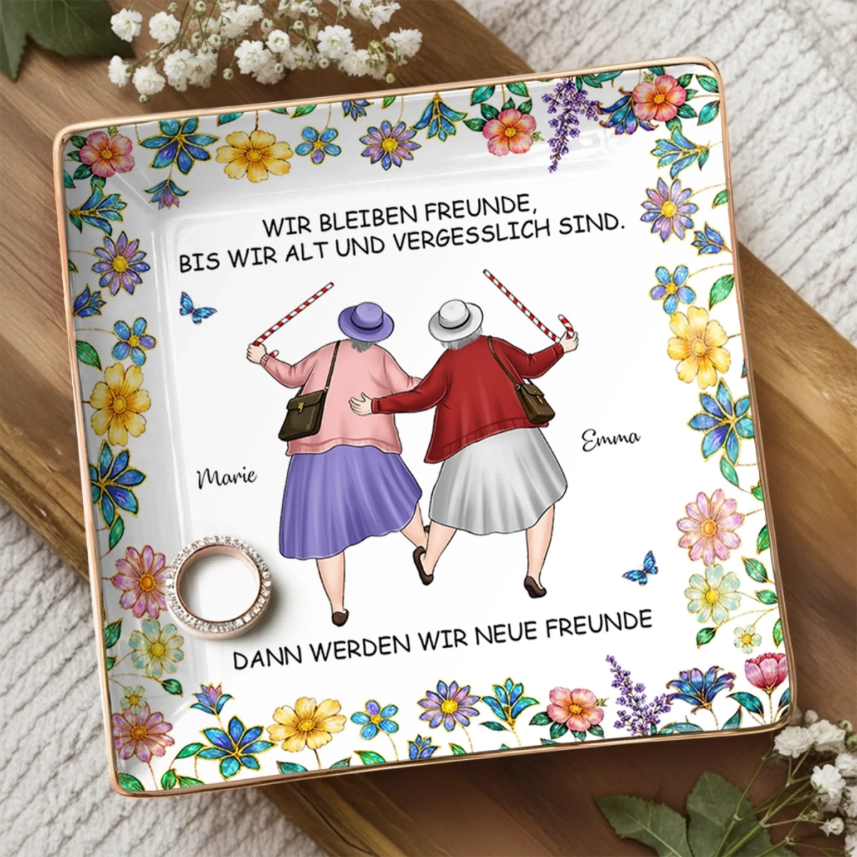 Personalisierte Schmuckschale – Geschenk für beste Freundinnen, Schwester – Freunde für immer auch im Vergessen