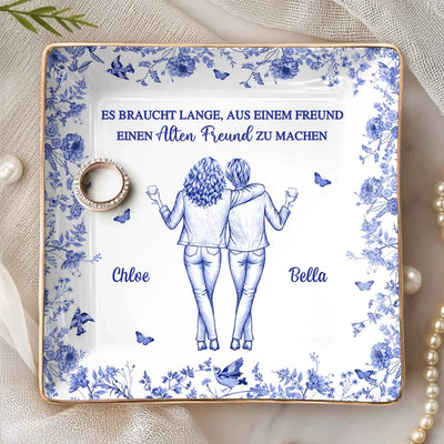 Personalisierte Schmuckschale – Geschenk für beste Freundinnen, Schwester – Wahre Freundschaft wächst mit der Zeit