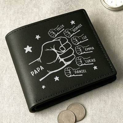 Individuell beidseitig bedruckte Ledergeldbörse – Personalisiertes Vatertagsgeschenk für Papa, Opa – Für mich bist du der beste Papa