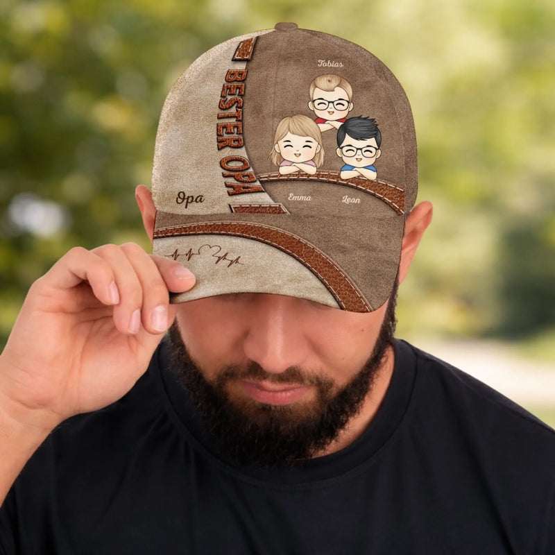 Personalisierte klassische Kappe mit Allover-print – Vatertagsgeschenk für Papa, Opa – Der coolste Papa der Welt