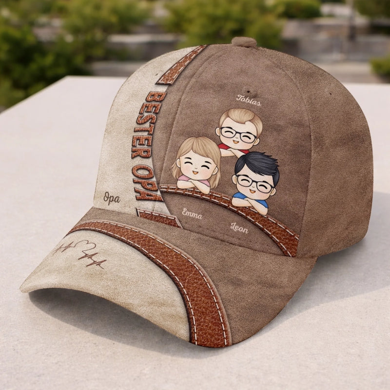 Personalisierte klassische Kappe mit Allover-print – Vatertagsgeschenk für Papa, Opa – Der coolste Papa der Welt