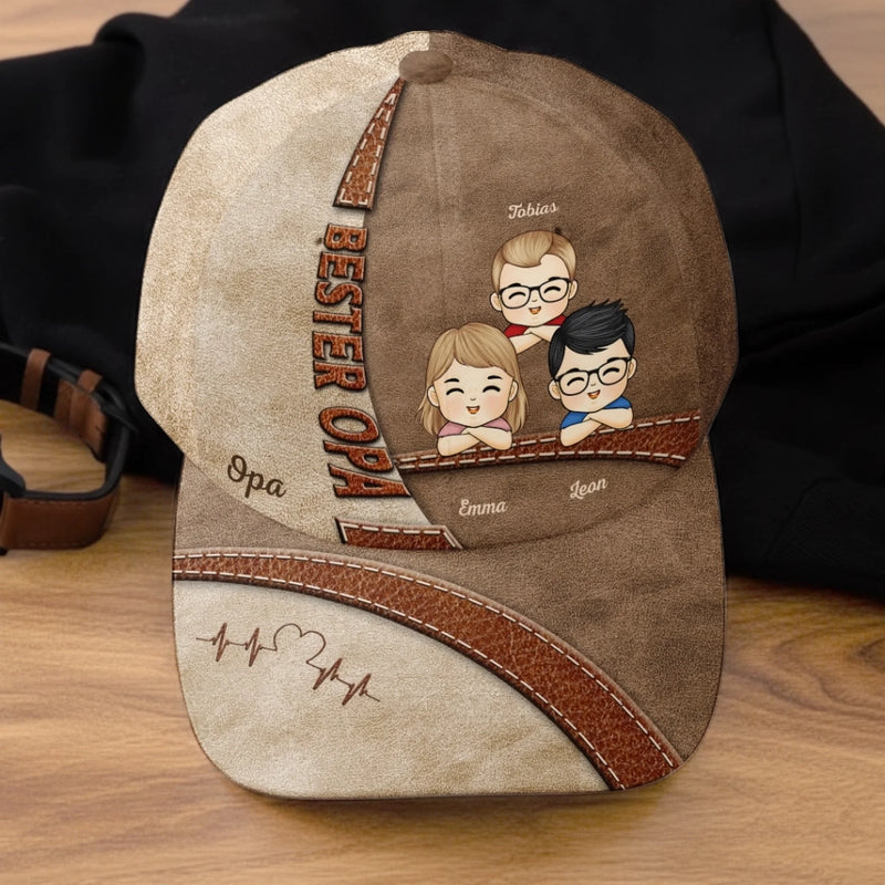 Personalisierte klassische Kappe mit Allover-print – Vatertagsgeschenk für Papa, Opa – Der coolste Papa der Welt
