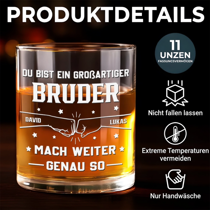 Personalisierte Whiskyglas – Geschenk für Bruder – Bester Bruder aller Zeiten