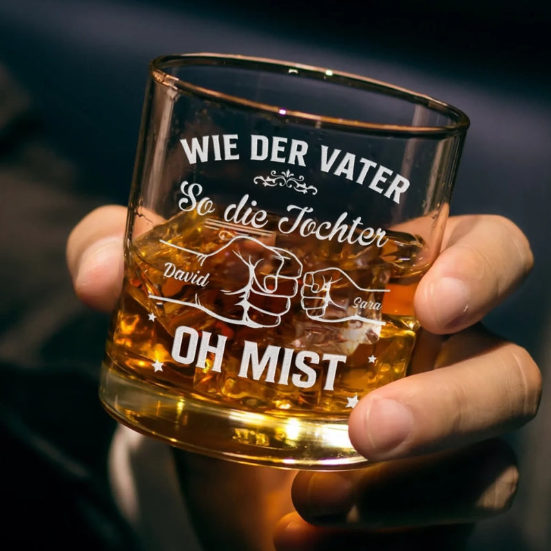 Personalisiertes Whiskyglas mit Boden- und Seiten-Gravur – Geschenk für Papa – Papa Nummer 1 für immer