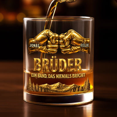 Personalisierte Whiskyglas – Geschenk für Bruder – Egal was passiert immer zusammen