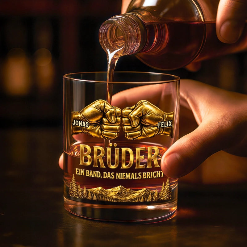 Personalisierte Whiskyglas – Geschenk für Bruder – Egal was passiert immer zusammen