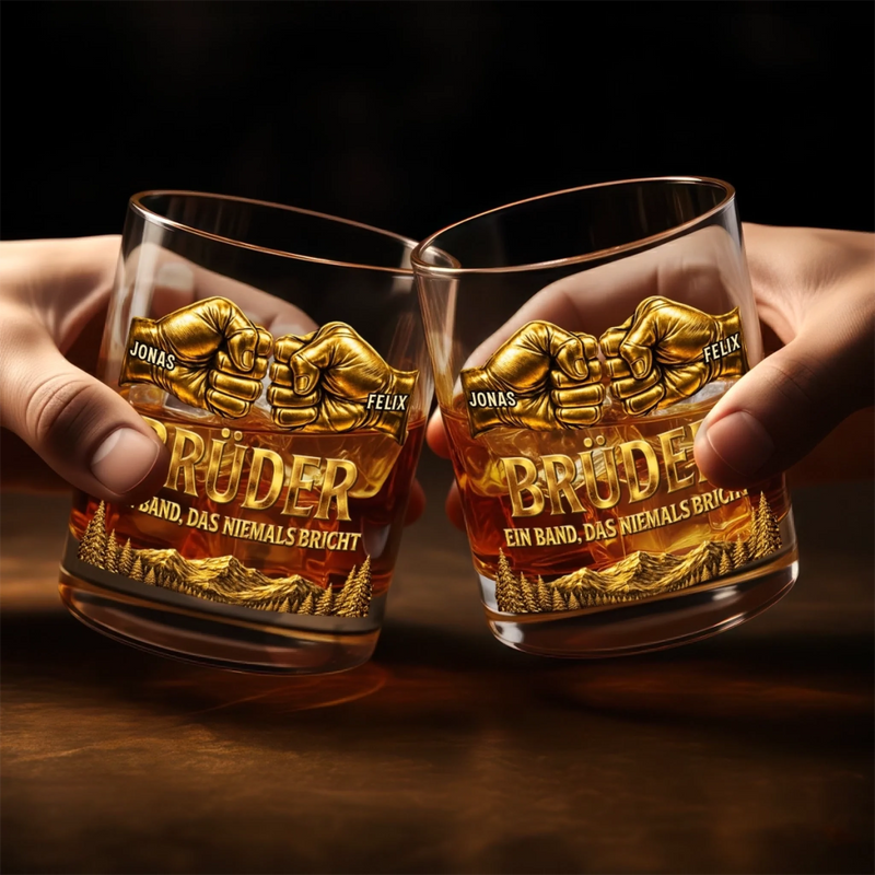 Personalisierte Whiskyglas – Geschenk für Bruder – Egal was passiert immer zusammen
