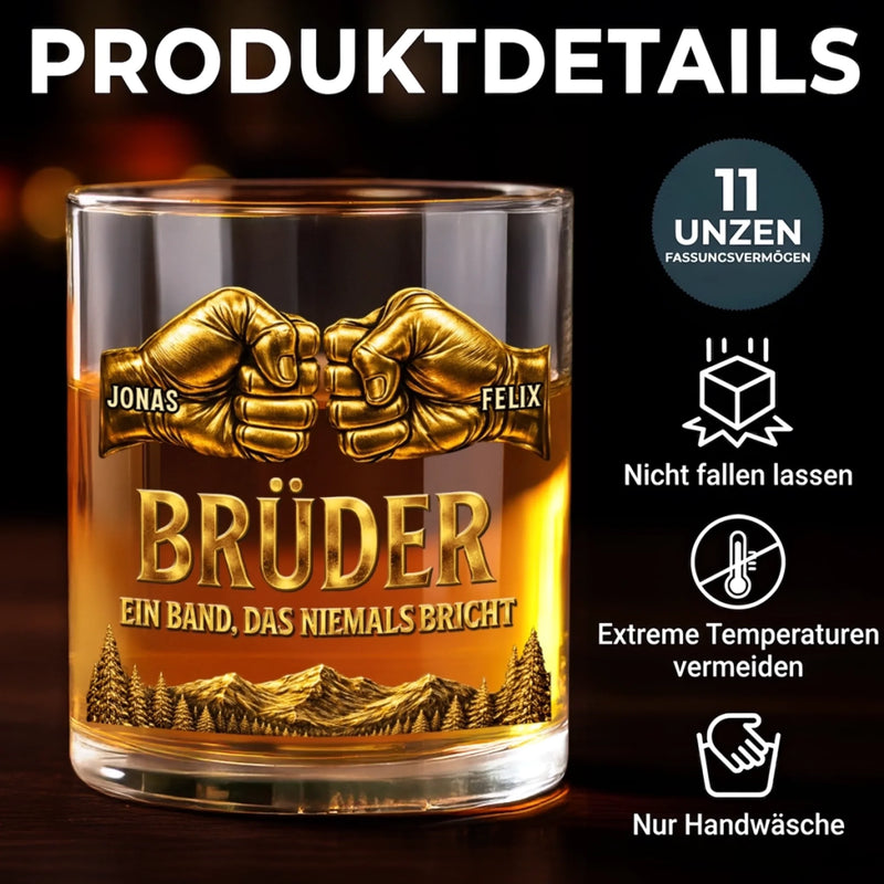 Personalisierte Whiskyglas – Geschenk für Bruder – Egal was passiert immer zusammen
